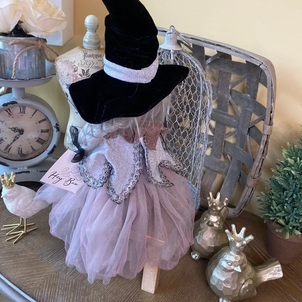 🆕 Vintage Inspired Shabby Chic Halloween Ballerina Witch Rag Doll Shelf Sitter - Picture 11 of 13